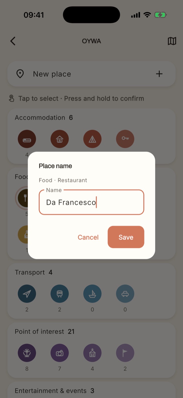 Quick add: after the rating, the app only asks for the restaurant's name