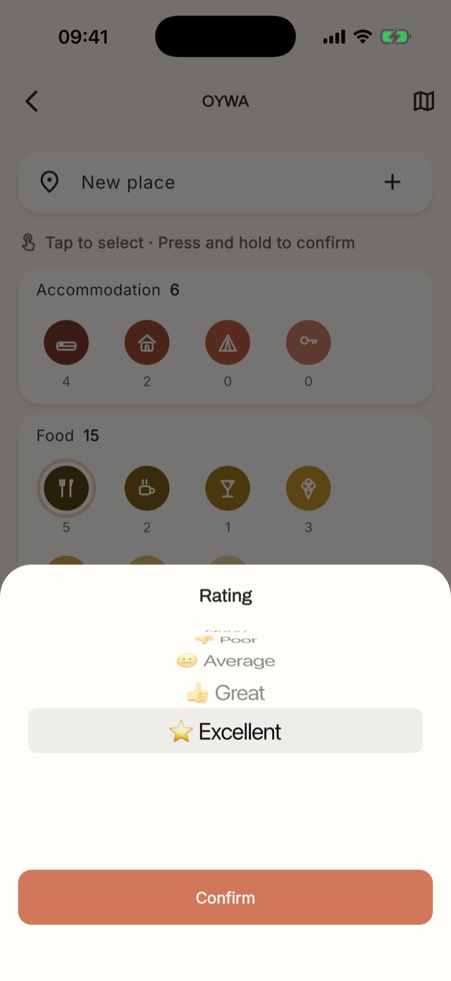 Choosing the rating during quick add