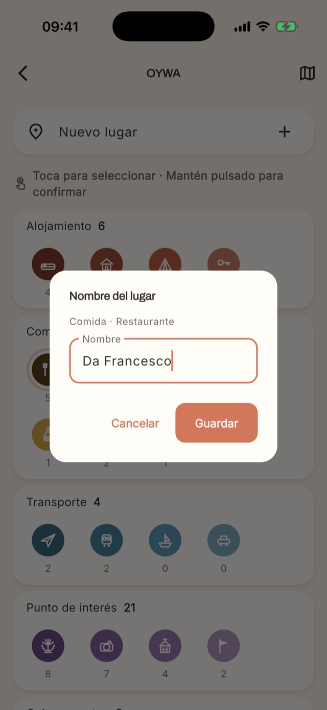 Registro rápido: tras la valoración, la app solo pide el nombre del restaurante