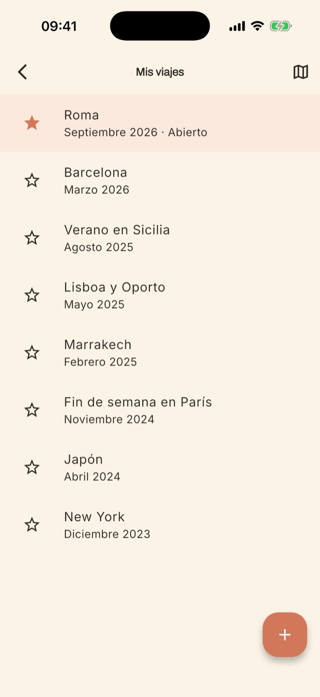 Lista de viajes