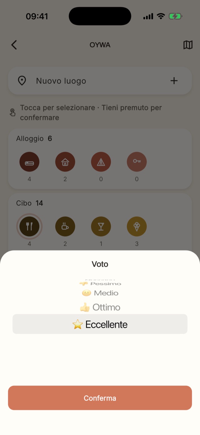 Scelta del voto durante l'inserimento rapido